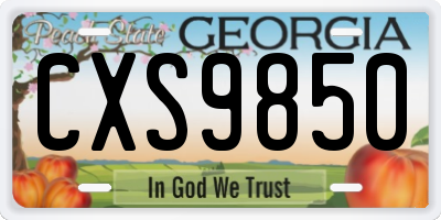 GA license plate CXS9850