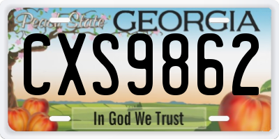 GA license plate CXS9862