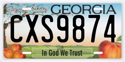 GA license plate CXS9874