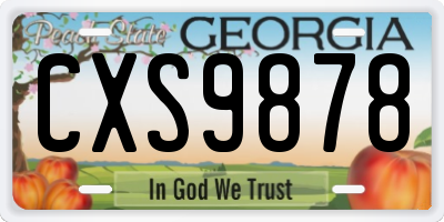 GA license plate CXS9878