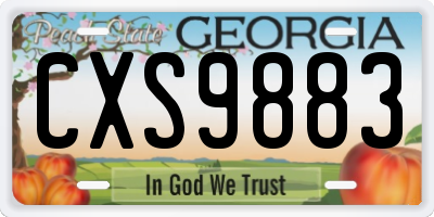 GA license plate CXS9883