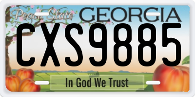 GA license plate CXS9885
