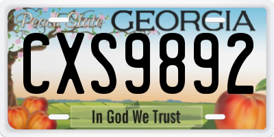 GA license plate CXS9892