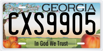 GA license plate CXS9905