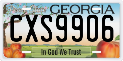 GA license plate CXS9906