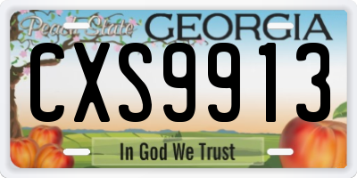 GA license plate CXS9913