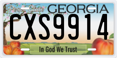 GA license plate CXS9914