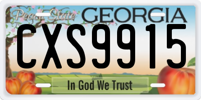 GA license plate CXS9915
