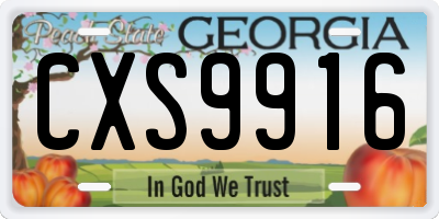 GA license plate CXS9916