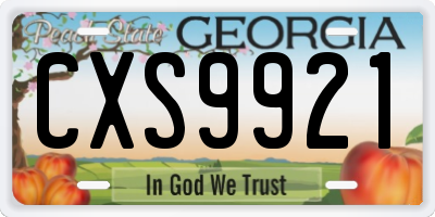 GA license plate CXS9921