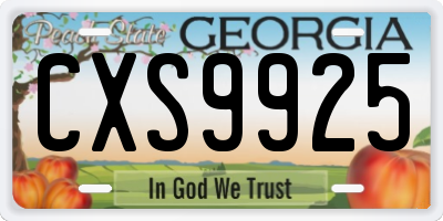 GA license plate CXS9925