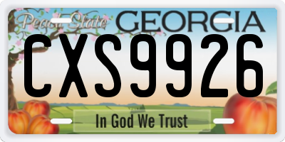 GA license plate CXS9926