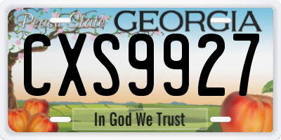 GA license plate CXS9927