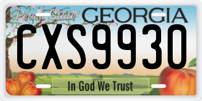GA license plate CXS9930