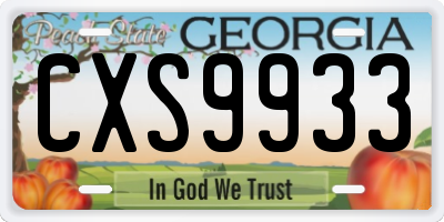 GA license plate CXS9933