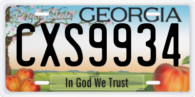 GA license plate CXS9934