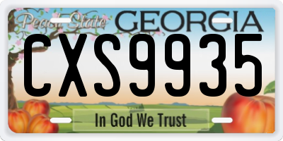 GA license plate CXS9935