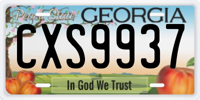 GA license plate CXS9937