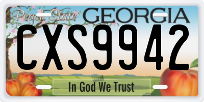 GA license plate CXS9942