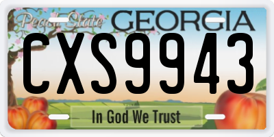 GA license plate CXS9943