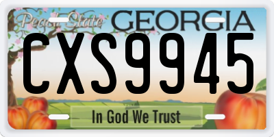 GA license plate CXS9945
