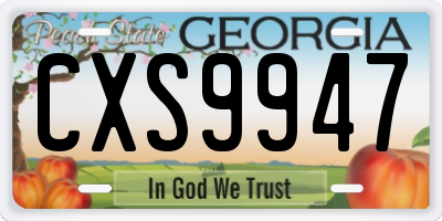 GA license plate CXS9947