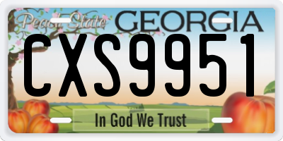 GA license plate CXS9951