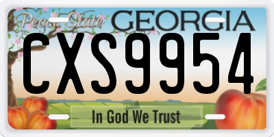 GA license plate CXS9954