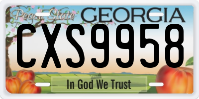 GA license plate CXS9958