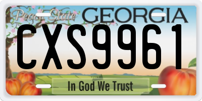 GA license plate CXS9961