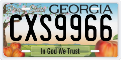 GA license plate CXS9966