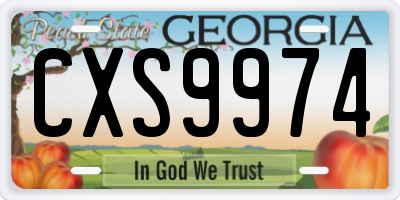 GA license plate CXS9974