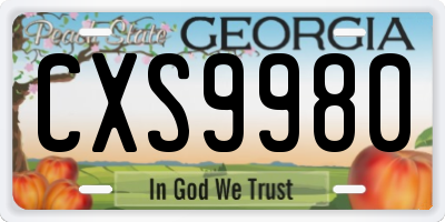 GA license plate CXS9980