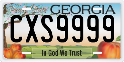 GA license plate CXS9999