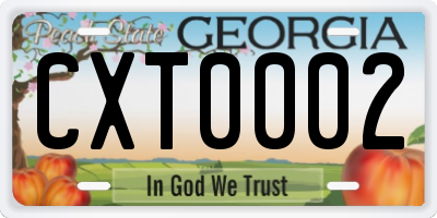 GA license plate CXT0002