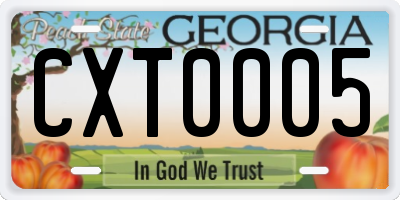 GA license plate CXT0005