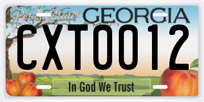 GA license plate CXT0012