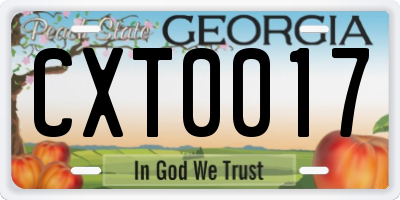 GA license plate CXT0017