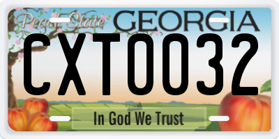 GA license plate CXT0032