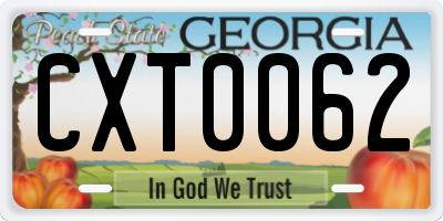 GA license plate CXT0062
