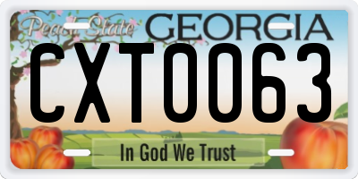 GA license plate CXT0063