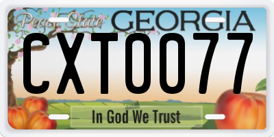 GA license plate CXT0077