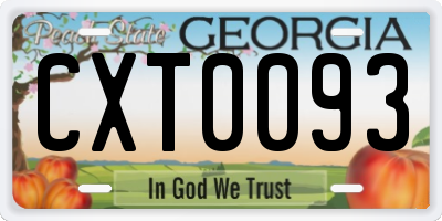GA license plate CXT0093