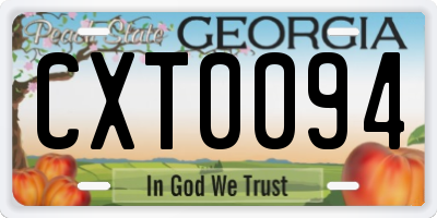 GA license plate CXT0094