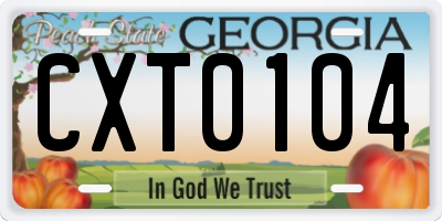 GA license plate CXT0104