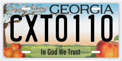 GA license plate CXT0110