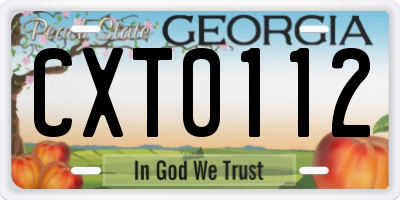 GA license plate CXT0112