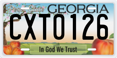 GA license plate CXT0126