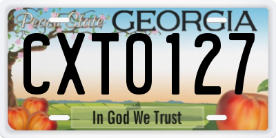 GA license plate CXT0127