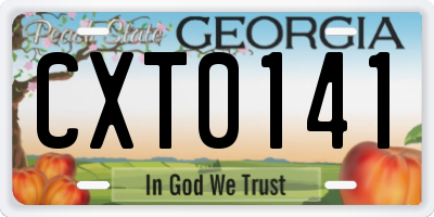 GA license plate CXT0141